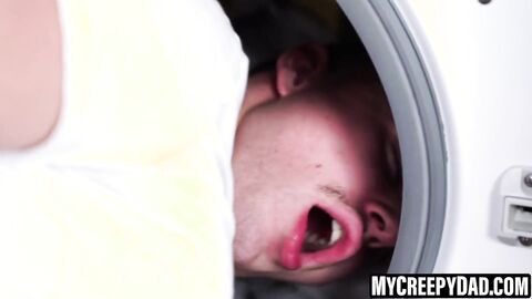 MyCreepyDad.com - Washing machine trap leads to twink's ass fuck surprise