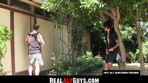 RealAltGuys.com - Eager homosexual takes turns receiving passionate blowjobs from hun