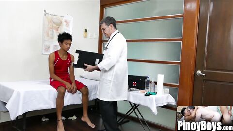 PinoyBoys.com - Doctor Daddy measures twink patient's ass with his hard cock