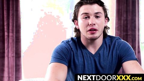NextDoorXXX.com - Sensual young homo tugs big cock slowly until he cums in a hot solo