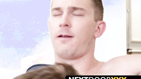 NextDoorXXX.com - Cute jock deepthroats hard cock and ass fucks his lover in a wild r