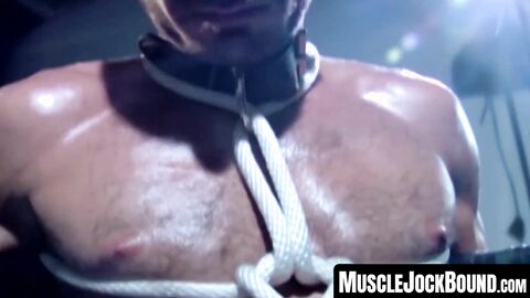 MuscleJockBound.com - Bound wrestler dominated and tormented by his tattooed opponent