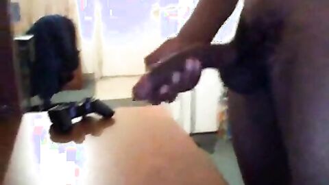 Big Black Cock Blows a Huge Load