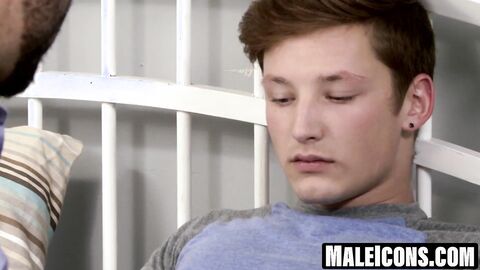 MaleIcons.com - Bearded bald Adam Russo shoves fat dick into mouth