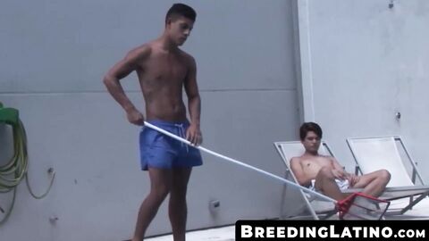 BreedingLatino.com - Latino pool boy takes raw cock deep in his ass