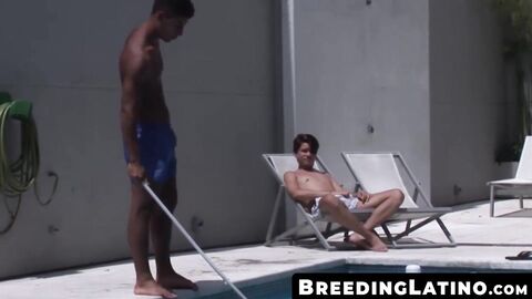 BreedingLatino.com - Latino pool boy takes raw cock deep in his ass