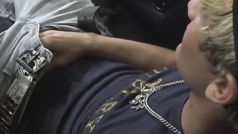 Young Blair Mason cum sprayed after jerking off in threesome