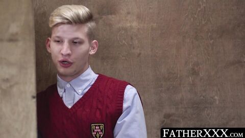 FatherXXX.com - Twink's wet blowjob leads to a raw, religious experience with a horny