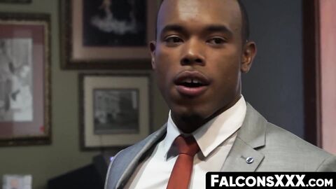 FalconsXXX.com - Two horny guys blowing each others dicks through a glory hole in a h