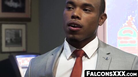 FalconsXXX.com - Two horny guys blowing each others dicks through a glory hole in a h
