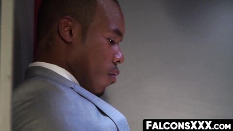 FalconsXXX.com - Two horny guys blowing each others dicks through a glory hole in a h