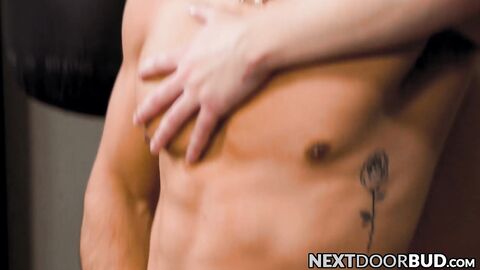 Gym jocks Masyn Thorne and Cameron Neuton drill deep into a newcomer