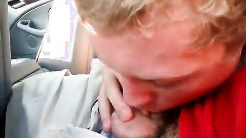 Sucking my buddy's big cock in the car