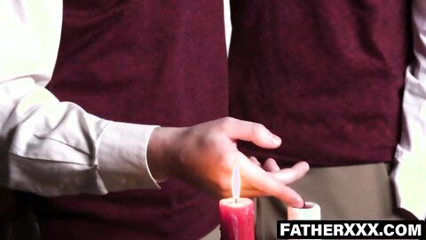 FatherXXX.com - Sacred bareback session with holy candle play