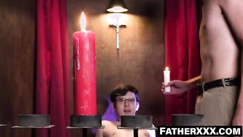 FatherXXX.com - Sacred bareback session with holy candle play