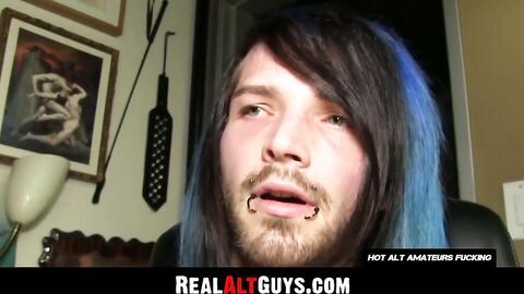 RealAltGuys.com - Handsome alt stud intensely jerks off his uncut dick to hot porn