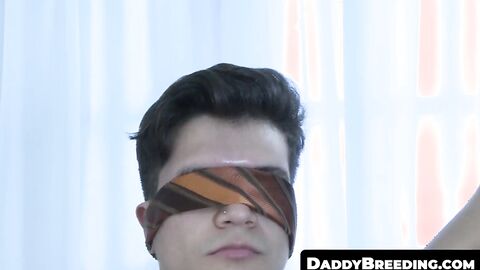 DaddyBreeding.com - Raw daddy sandwich and cum in mouth for cuffed twink until he swa