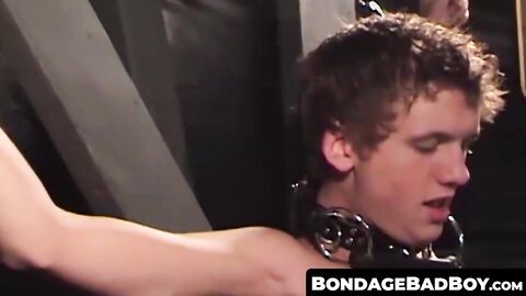 BondageBadBoy.com - Twink gets wet blowjob before intense dildo anal play in dark dun