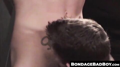 BondageBadBoy.com - Twink gets wet blowjob before intense dildo anal play in dark dun