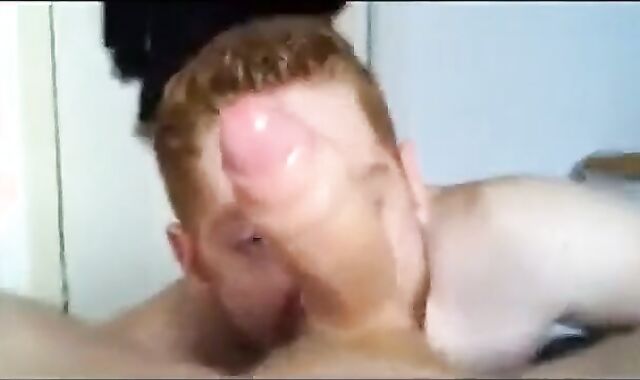 Two Big Cocks Feed Their Loads to Redhead Cock-Hungry Slut