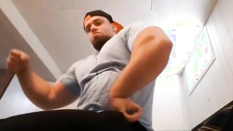 Muscular Hunk Caught Jerking Off Alone