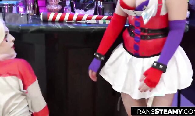 TransSteamy.com - Autumn Rain squirms on Leya Falcon's massive cock