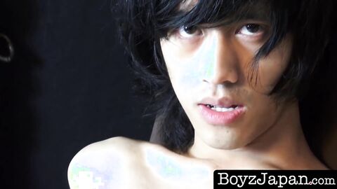 BoyzJapan.com - Hairy twink Davey strokes Asian cock with toys solo