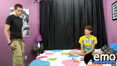 Lollipop licking twink sucks dick before anal and facial