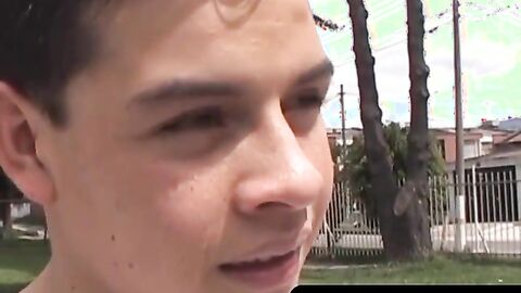 OTBXXX.com - Amateur latino twink shoots cum while getting his tight