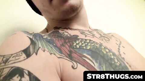 Str8Thugs.com - Jock's tattooed straight hard cock stroking session