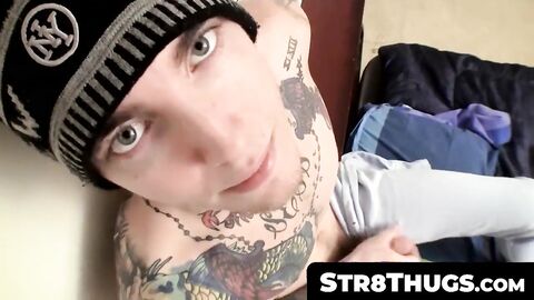Str8Thugs.com - Jock's tattooed straight hard cock stroking session