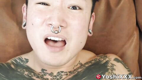 Cameraman helps Yoshi Kawasaki and uses his hand to penetrate his asshole