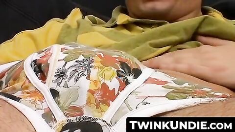 TwinkUndie.com - Homosexual dude's undies jerk off and rock solid cock blast