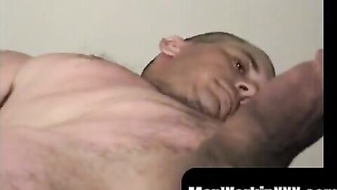 MenWorkinXXX.com - Ugly soldier has solo fun with his fat hairy prick