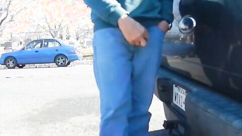 Big-Cock Daddy Stroking Outdoors