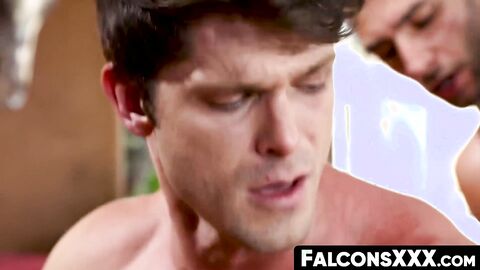 FalconsXXX.com - Muscular gay studs Devin Franco and Brian Adams in a raw barebacking