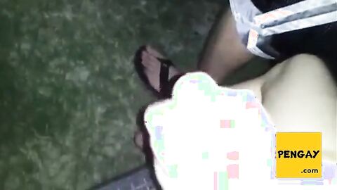 HandJob Fun Outside: Amateur Man Cums Hard!