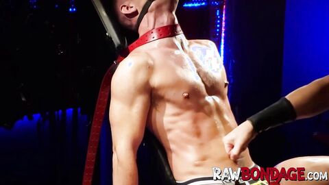 Hottie jock aroused as he gets choked and punched by master