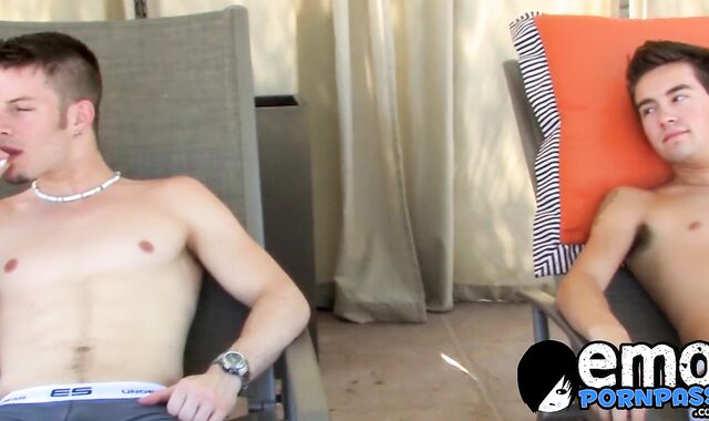 Austin Lucas and Philip Ashton in hardcore group blowjob