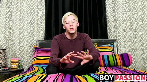 Young twink interviewed before jerking off hard