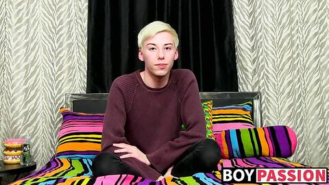Young twink interviewed before jerking off hard