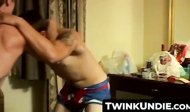 TwinkUndie.com - Skinny butt buddies' undies wrestling and intense