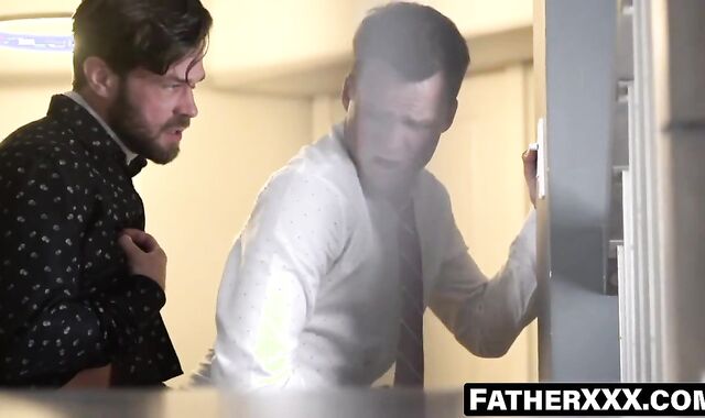 FatherXXX.com - Magnetic stairwell pounding by pastor's massive cock