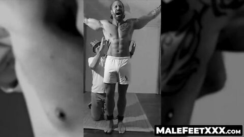 MaleFeetXXX.com - Joey's crazy laughter during a hairy guy's tickle