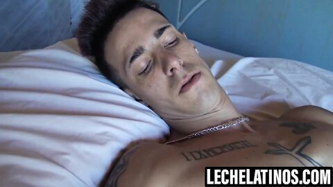 LecheLatinos.com - Inked guy intense cock stroking post photoshoot