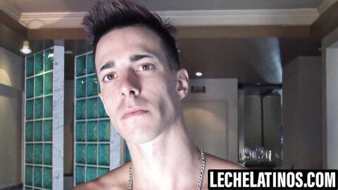 LecheLatinos.com - Inked guy intense cock stroking post photoshoot