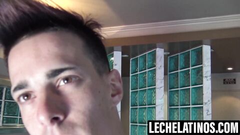 LecheLatinos.com - Inked guy intense cock stroking post photoshoot