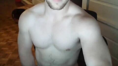 Muscled Hunk Strokes and Shoots a Load on Cam