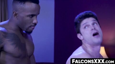 FalconsXXX.com - BBC pair impaling white twink in his super tight ass