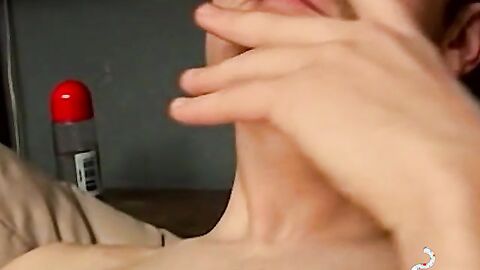 Smoke and stroke fun with magnetic twink at midnight